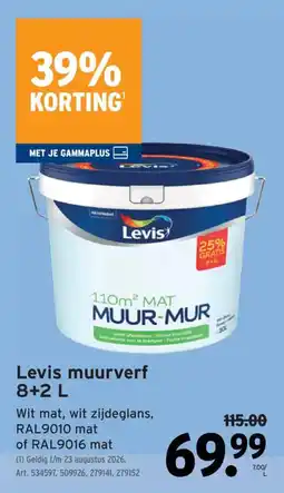 GAMMA Levis muurverf aanbieding