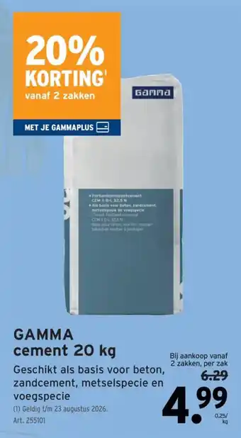 GAMMA gamma cement aanbieding