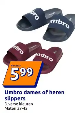 Action Umbro dames of heren slippers aanbieding