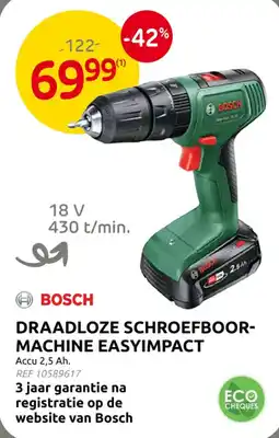 Brico draadloze schroefboormachine easyimpact aanbieding