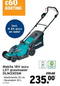 GAMMA Makita 18V accu LXT grasmaaier DLM330SM aanbieding