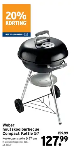 GAMMA weber houtskoolbarbecue compact kettle 57 aanbieding