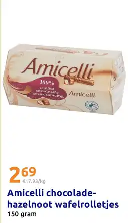 Action Amicelli chocolade-hazelnoot wafelrolletjes aanbieding