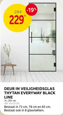 Brico deur in veiligheidsglas thytan everyway black line aanbieding