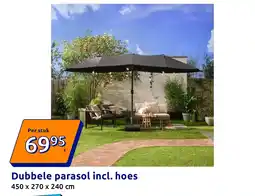 Action Dubbele parasol incl. hoes aanbieding