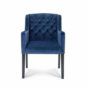 Leen Bakker Eetkamerstoel Rosetti - velvet - blauw - Leen Bakker aanbieding