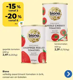 Bio Planet Biona volledig assortiment tomaten in brik, conserven en bokalen aanbieding