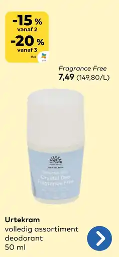 Bio Planet Urtekram volledig assortiment deodorant aanbieding