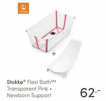 Baby & Tiener Stokke flexi bath transparent pink + newborn support aanbieding