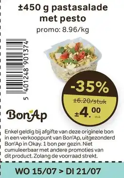Bon Ap pastasalade met pesto aanbieding
