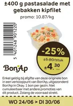 Bon Ap 400 g pastasalade met gebakken kipfilet aanbieding