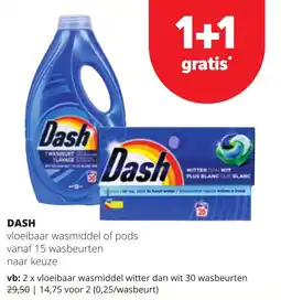 Eurospar Dash vloeibaar wasmiddel of pods aanbieding