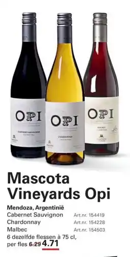 Sligro Mascota Vineyards Opi aanbieding