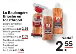 Sligro La Boulangère brioche en toastbrood aanbieding