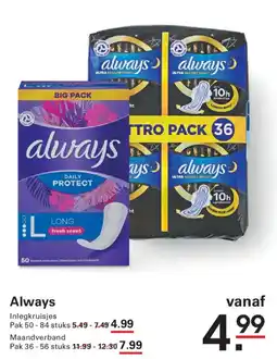 Sligro Always Inlegkruisjes aanbieding