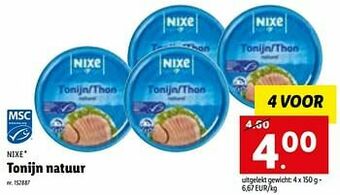 Lidl Tonijn natuur aanbieding