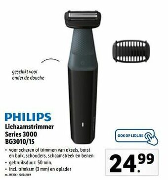 Lidl Philips lichaamstrimmer series 3000 bg3010-15 aanbieding