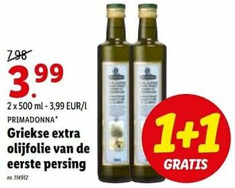 Lidl Griekse extra olijfolie van de eerste persing aanbieding