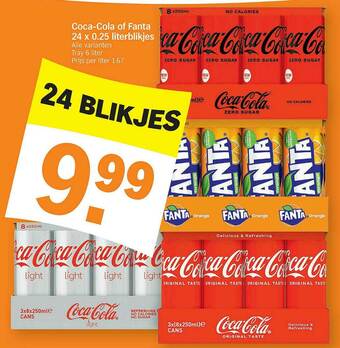 Albert Heijn Coca-cola Of Fanta 24 X 0.25 Literblikjes aanbieding