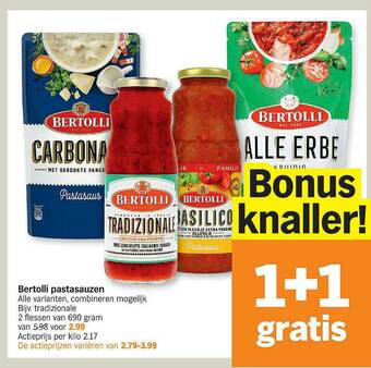 Albert Heijn Bertolli Pastasauzen aanbieding