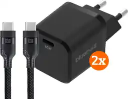 Coolblue BlueBuilt Chargeur 65W GaN USB-C Noir + Câble USB-C 240W 2m aanbieding