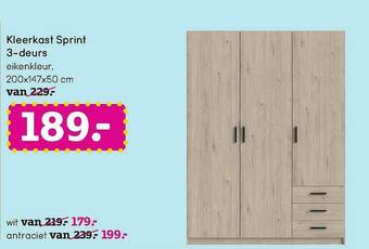 Leen Bakker Kleerkast Sprint 3-deurs aanbieding