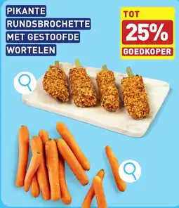 ALDI Pikante rundsbrochette met gestoofde wortelen aanbieding