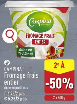 ALDI Campina fromage frais entier aanbieding