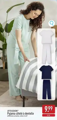 ALDI Pyjama côtélé à dentelle aanbieding