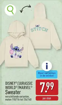 ALDI disney/jurassic world/marvel sweater aanbieding