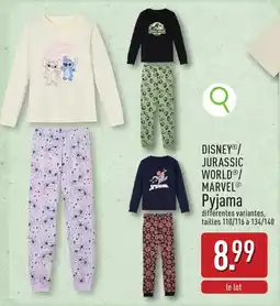 ALDI Disney/Jurassic World/Marvel Pyjama aanbieding