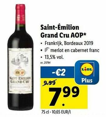 Lidl Saint-émilion grand cru aop aanbieding