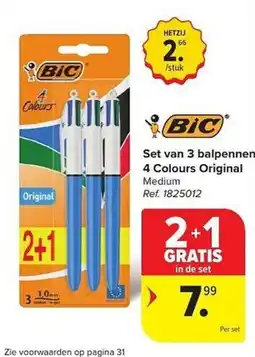 Carrefour Set van 3 balpennen 4 Colours Original aanbieding
