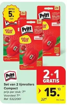 Carrefour Set van 2 lijmrollers Compact aanbieding