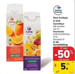 Carrefour Market Vers fruitsap in brik aanbieding