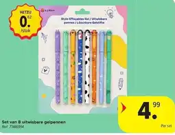 Carrefour Set van 8 uitwisbare gelpennen aanbieding