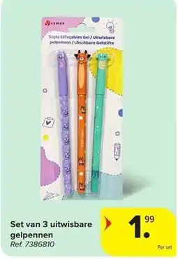 Carrefour Set van 3 uitwisbare gelpennen aanbieding