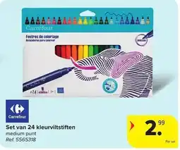 Carrefour Set van 24 kleurviltstiften aanbieding