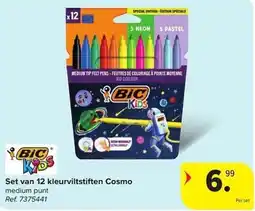 Carrefour Set van 12 kleurviltstiften Cosmo aanbieding
