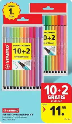 Carrefour Set van 12 viltstiften Pen 68 aanbieding