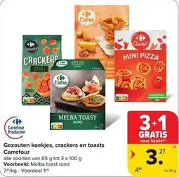 Carrefour Market Gezouten koekjes, crackers en toasts aanbieding