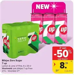 Carrefour Market Blikjes Zero Sugar 7 up aanbieding