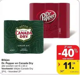 Carrefour Market Blikjes dr pepper en canada dry aanbieding
