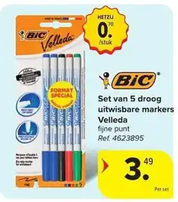 Carrefour Set van 5 droog uitwisbare markers Velleda aanbieding