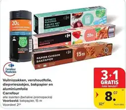 Carrefour Market Vuilniszakken, vershoudfolie, diepvrieszakjes, bakpapier en aluminiumfolie aanbieding