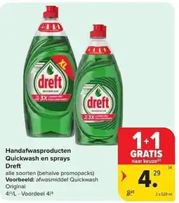 Carrefour Market Handafwasproducten Quickwash en sprays Dreft aanbieding