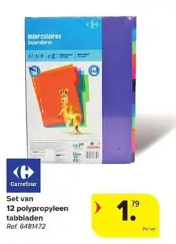 Carrefour Set van 12 polypropyleen tabbladen aanbieding