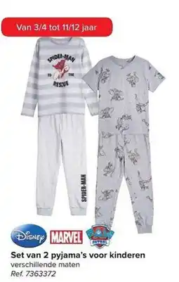 Carrefour Set van 2 pyjama's voor kinderen aanbieding
