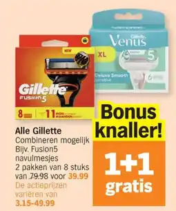 Albert Heijn Gillette Fusion5 navulmesjes aanbieding
