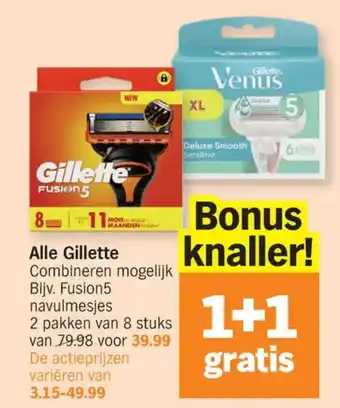 Albert Heijn Gillette Fusion5 navulmesjes aanbieding
